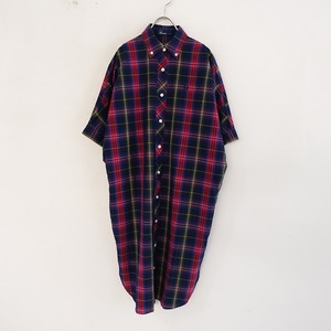 //【定価2万】フレッドペリー FRED PERRY *TARTAN SHIRT DRESS*10綿ボタンダウン半袖シャツワンピース(25-2401-390)【51B42】