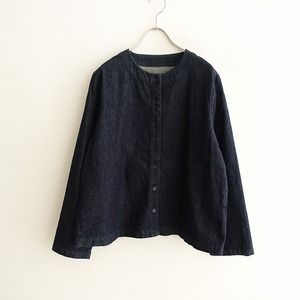 //サラウェア SARAH WEAR *ノーカラーインディゴライトデニムジャケット*2コットンネイビーラウンドネック(jk2-2402-64)【02B42】