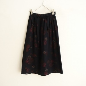 // Toriko Comme des Garcons tricot COMME des GARCONS * floral print long skirt *S black black flower tight (sk33-2402-86)[22B42]