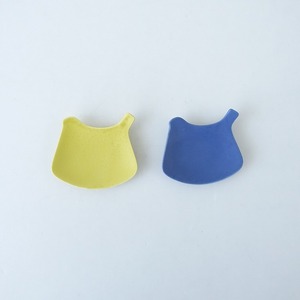 //【美品】イイホシユミコ yumiko iihoshi *tori plate とりプレート lemon yellow/ruri 2枚セット*【陶器】(wa85-2401-48)【32B42】