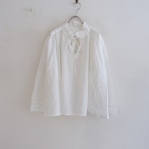 //【2023/定価3.6万】ガサ GASA *空に広がる霞雲 thin organic cotton スキッパーブラウス*白シャツ長袖(33-2402-239)【52B42】_画像1