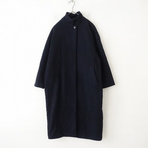 //[2022/ regular price 3.1 ten thousand ] light blue India mizuiro-ind* wool mosa stand-up collar long coat * thick nappy navy (mjk27-2402-45)[72B42]