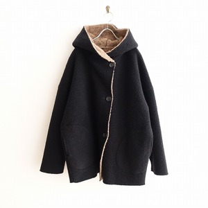 // midi umiMidiUmi * with a hood . boa coat * black black jacket feather woven outer outer garment (jk25-2402-61)[72B42]