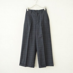 //スティーブンアラン steven alan *チェックセンタープレスパンツ*S毛混ボトムスタックチャコールグレー系(1-2402-123)【72B42】