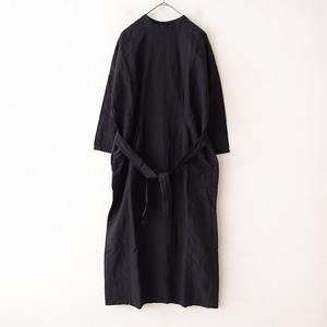 //【染/定価3.6万】エヴァムエヴァ evam eva *linen one piece*リネン麻ブラック黒ワンピースドレスロング(34-2402-67)【82B42a】