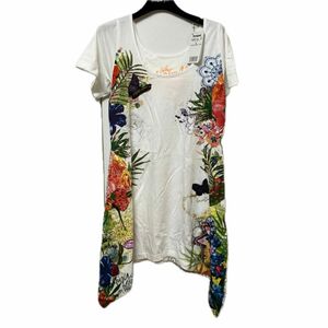 【Desigual デシグアル】花柄　チュニック　新品　L ビーズ　スパンコール