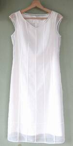  Rope ROPE white / white V neck beautiful line One-piece 9AT/ lady's / summer 2 sheets tailoring silk . no sleeve French sleeve silk 