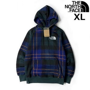 1円～!売切!【正規新品】THE NORTH FACE◆W HOLIDAY HOODIE パーカー US限定 上質 キャンプ 裏起毛 ロゴ刺繍(XL)青 緑 チェック柄181130-35