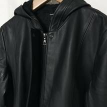 Theory セオリー SOFT LEATHER ZIP UP JKT レザー 本革 フーディー ジャケット 2021年モデル レディース ブルゾン XS S ブラック　黒_画像5