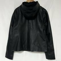 Theory セオリー SOFT LEATHER ZIP UP JKT レザー 本革 フーディー ジャケット 2021年モデル レディース ブルゾン XS S ブラック　黒_画像8