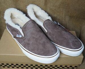 新品 VANS 本革スウェード SLIP ON FAR US9 茶 V98CF FUR バンズ　ヴァンズ　スリッポンファー