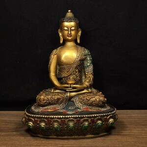 清代・銅器 收藏 【西藏 仏陀の置物を描いた銅器】 仏像 中國古美術品 珍品 舊