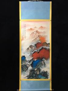 Art hand Auction 中国 古画 書畫 收藏 古絲綢古法手作業で表装する【作者 張大千の山水】国画 古美術 古賞物 2.26, 美術品, 絵画, 水墨画