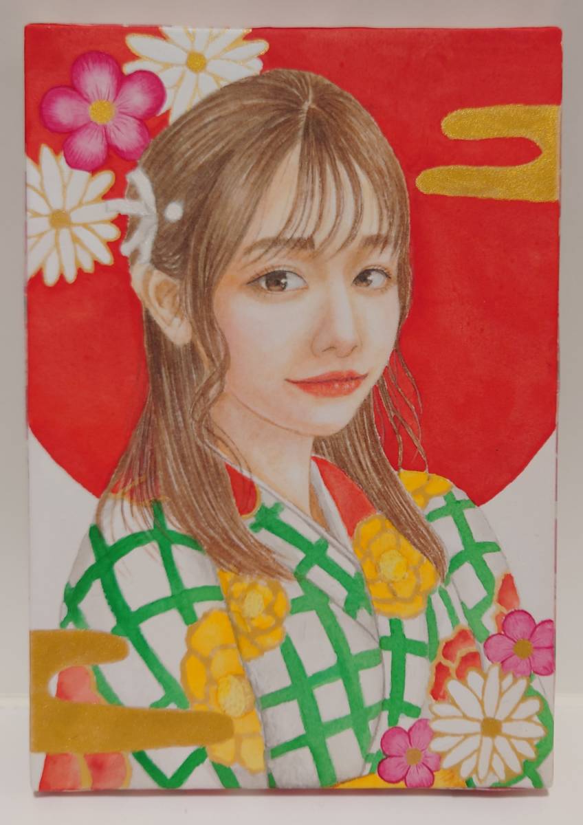 Retratos genuinos de Año Nuevo ① Mizui Tomohito, retratos de mujeres hermosas, tamaño SM, pinturas japonesas, Cuadro, pintura japonesa, persona, Bodhisattva