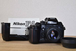 使用説明書付きNIKON F4 ボディ完動品 MB-21 &グリップ付属するので　F4Sとしても使用可☆Ai AF 50mm F1.4D 純正フードHR-2 付属☆　　