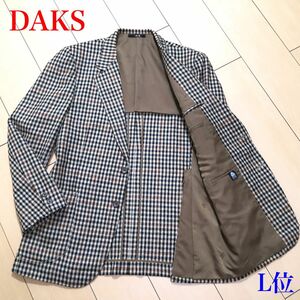 美品★ダックス ツイード ジャケット DAKS テーラード チェック メンズ 秋冬 L位 A358