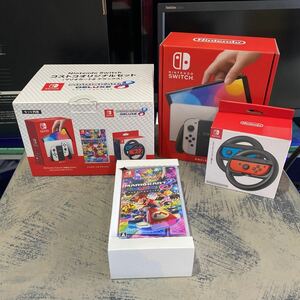 美品◯Nintendo Switch オリジナルセット 有機ELモデル (ホワイト) マリオカート8デラックス Joy-Conハンドル2個セット