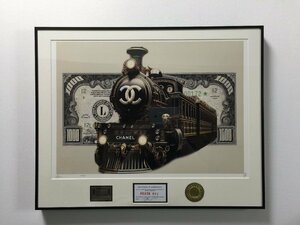 DEATH NYC 額付き 世界限定100枚 アートポスタ 蒸気機関車 CHANEL 紙幣 現代アート