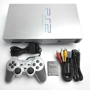 ★動作確認済み★ 希少カラー サテンシルバー PS2 本体セット プレステ2 PlayStation2 SCPH 50000 TSS SCPH-50000 シルバー silver