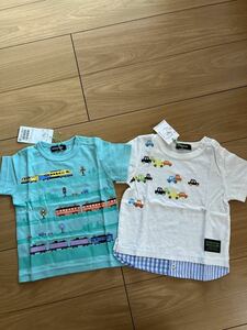 送料込　新品 クレードスコープ 90cm 半袖Tシャツ セット　車　電車　男の子 キッズ 子供 ナルミヤコーポレーション 