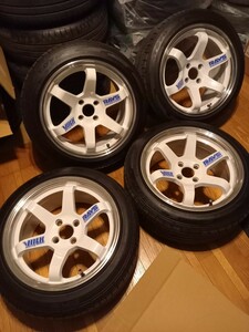 希少 絶版 BMS BK744 ホワイト 16インチ 8J＋25 PCD100 4穴 ハブ径約73ミリ 195/50R16 スタンス JDM USDM TE37 RAYS USDM JDM STANCE 