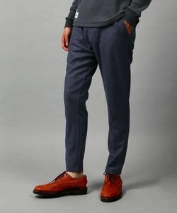 【The DUFFER of ST.GEORGE】STRETCH WOOL TAPERED SKINNY TROUSERS スキニーテーパード ウールパンツ M ネイビー メンズ 美品 定価14300円