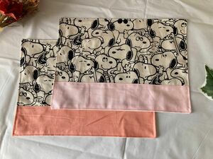 入園グッズ　ランチョンマット　ハンドメイド　スヌーピー　SNOOPY 25×35 女の子　2枚組