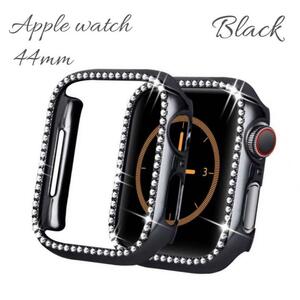 黒　44㎜　ケース　韓国　アップルウォッチ　キラキラ　Apple Watch カバー　ブラック