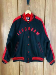 【新品】ICECREAM Lアイスクリーム　スタジャン ジャンパー Bones Jacket Black ブラック スケボー SKATE SK8 スケートボード