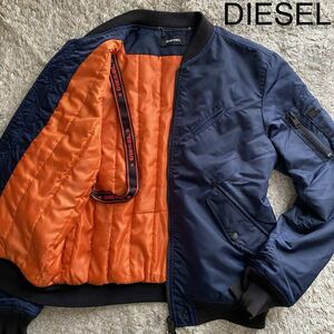 希少モデル/ 美品/XL相当★ディーゼル/DIESEL フライトジャケット MA-1 ボンバー バイカラー メンズ　キルティング ブルゾン　ネイビー　