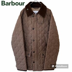 【極美品】Barbour バブアー 千鳥柄 ウール キルティングジャケット BEDALE ビデイル ダウンジャケット ブラウン