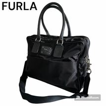 FURLA フルラ 2way レザー×ナイロン ブリーフケース ビジネスバッグ ショルダーバッグ 大容量 男女兼用_画像1