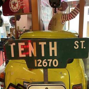 ヴィンテージ 看板 TENTH ST [S-45-2] ストリート サイン アメリカン雑貨 アメ雑 ロードサイン VINTAGE