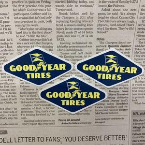 ステッカー 3枚セット／GOOD YEAR グッドイヤー アメリカン雑貨 ビニール 撥水 車 バイク シール USA タイヤ ダイカット レーシング