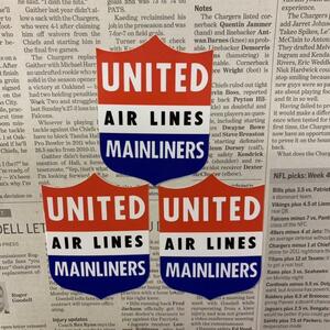 ステッカー3枚セット UNITED AIR LINES ユナイテッド航空 デカール　シール　ビニール　アメリカン雑貨　アメ雑　USA　ロゴマーク