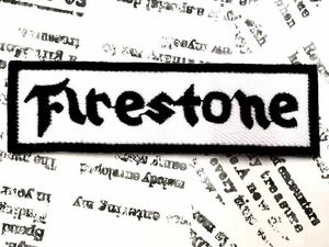 ワッペン / Firestone ファイアストン 白 #115 刺繍　手芸 裁縫 アメリカン雑貨 タイヤ カー 車 アメリカン雑貨 ホワイト