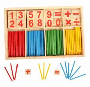 計算スティック　カラフル　木製　棒　算数　計算　知育玩具