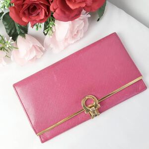 S696 Ferragamo Long Wallet кожа кожа розовый Ferragamo Gold Adware