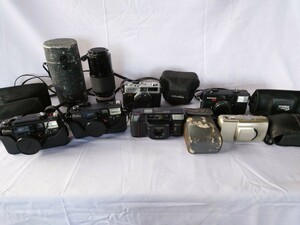 ジャンクカメラ まとめ売り FLASH FUJICA MINOLTA HI-MATIC F TELE CARDIA SUPER KONICA C35 OLYMPUS Nikonレンズ