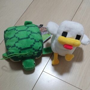 マインクラフト　ぬいぐるみ　にわとり　亀　2体　キャラクター　手のひらサイズ