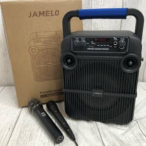 【訳あり】jamelo カラオケ スピーカー マイク2本 LED Bluetooth対応 カラオケセット /Y15873-T3