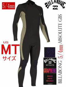 BILLABONG ビラボン 5/4mm ファーナス Absolute GBS　バックジップ メンズ 　2023-24 militaty フルスーツ ウェットスーツ■US-MTサイズ