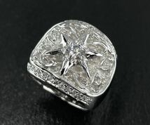 ★正規品カスタム★CHROME HEARTS クロムハーツ・新品仕げ天然石/Pt・クラッシックオーバルスタークロスリング ・20-21号_画像3