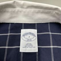 Brooks Brothers ブルックスブラザーズ レディース 半袖シャツ サイズ2 チェック柄 ネイビー 紺色 トップス_画像2