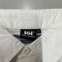 HELLY HANSEN ヘリーハンセン ボーダー 長袖シャツ メンズ XLサイズ ポロシャツ 白 ホワイト ブルー 青 トップス_画像3