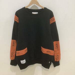 WTAPS ダブルタップス 192ATDT-CSM31 BANNER SWEATSHIRT バナースウェットシャツ トレーナー ブラック 651294