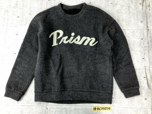 ICB アイシービー レディース 刺繍入り 起毛 トレーナー S チャコールグレー ウール他