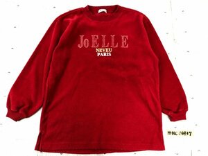 JOELLE メンズ ロゴ刺繍 フリース プルオーバーカットソー M 赤 ポリエステル