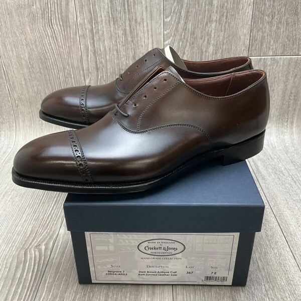 【アウトレット】CROCKETT&JONES◆BELGRAVE3◆ブラウン◆サイズ7(25.0cm) 紳士革靴 ビジネスシューズ 英国製　クロケット ベルグレイブ