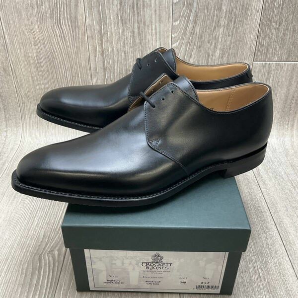 【アウトレット】CROCKETT&JONES◆HIGHBURY◆ブラック◆サイズ8.5(26.5cm) 紳士革靴プレーントゥ英国製クロケットアンドジョーンズ